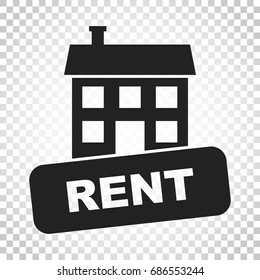 Rent house icon. Vector illustration in flat style on isolated background. Simple business concept pictogram.