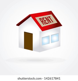 rent house over white background vector illustration