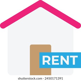 Alquiler Casa Icono de la propiedad Vector Ilustración plana