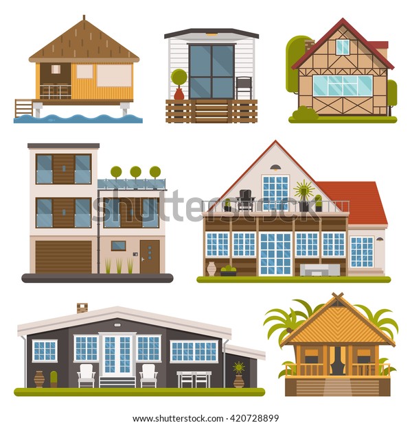 Rent House Set Modern Apartments Suites Stock Vector Royalty Free