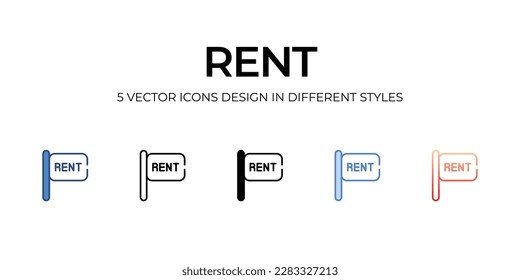 Diseño de iconos de alquiler en estilo Cinco con Stroke editable. Línea, Sólido, Línea plana, Color de tono Duo y Línea de degradado de color. Adecuado para el diseño de páginas Web, aplicaciones móviles, UI, UX � y � interfaz gráfica de usuario �.