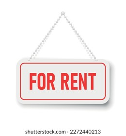 For rent icon in flat style. House, property vector illustration on isolated background. Real estate sign business concept.