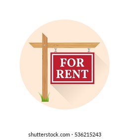 For rent Icon on the white background. For web and mobile, modern minimalist flat design. Vector illustration.