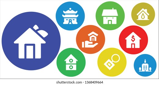 rent icon set. 9 filled rent icons.  Simple modern icons about  - House, Key chain, Skyscrapper