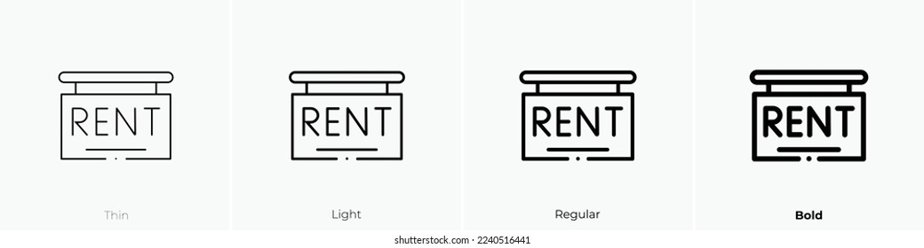 rent icon. Thin, Light Regular And Bold style design isolated on white background