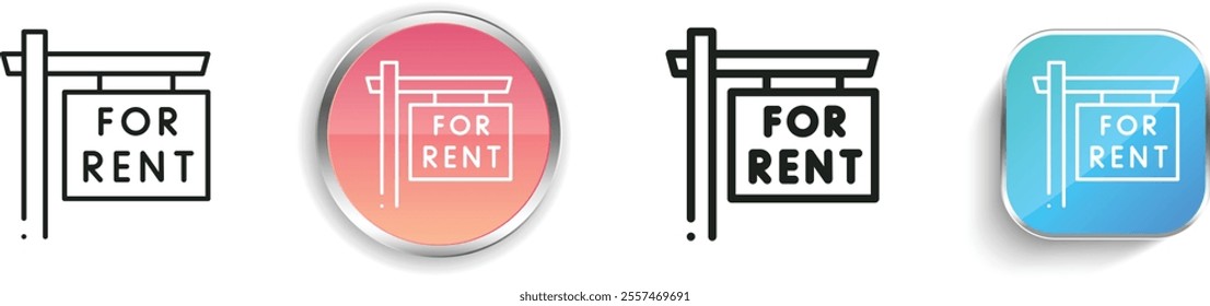 for rent icon. Thin Linear, Regular and Button Style Design Isolated On White Background