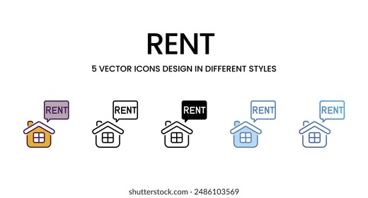 Iconos de alquiler conjunto de Vector ilustración de stock.