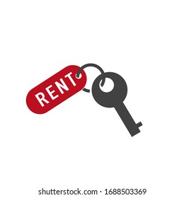 For rent key icon on white background. Vector icon