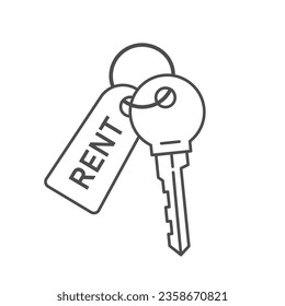 Rent key line icon. Estate apartment, real, sale property. Vector