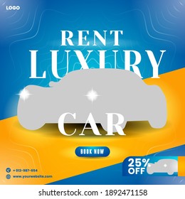 Rent luxury car social media post template design	