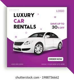 Rent a Luxury car for social media banner template. social media post for the car.