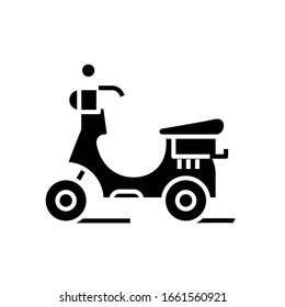 Rent motorbike black icon, concept illustration, vector flat symbol, glyph sign.