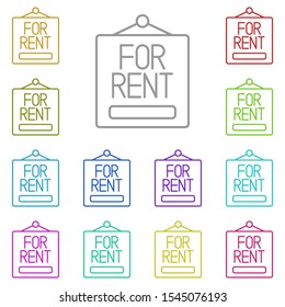 For rent, nameplate multi color icon. Simple thin line, outline vector of real estate icons for ui and ux, website or mobile application