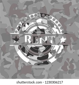 Rent on grey camouflage pattern