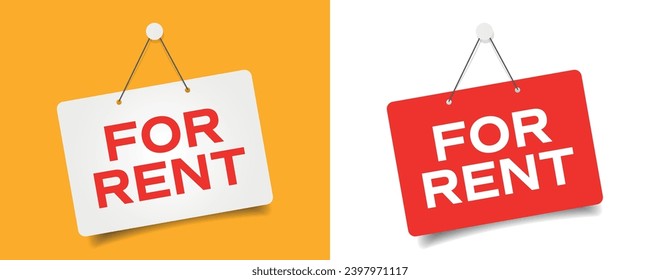 For rent on hanging door sign