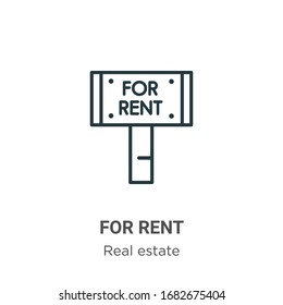 For rent outline vector icon. Thin line black for rent icon, flat vector simple element illustration from editable real estate concept isolated stroke on white background