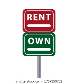 Rent and Own road sign