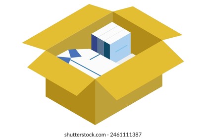 For Rent: Packing for a move, isometric illustration, Vector Illustration