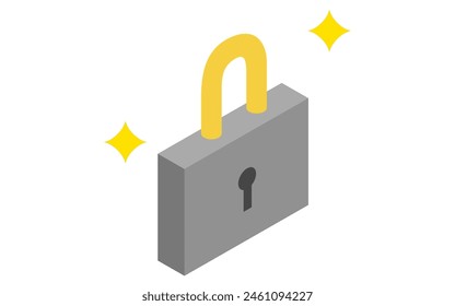 En Alquiler: Seguridad De Candado, Ilustración Isométrica, Ilustración vectorial