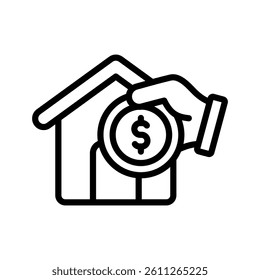 Rent Payment Line Vector Illustration On White Background.