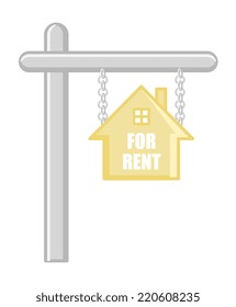 For Rent - Real Estate Concept - Vector Character Cartoon Illustration