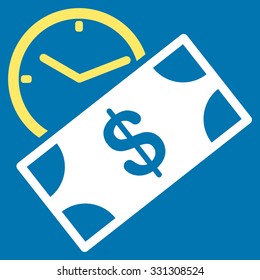 Rent Recurring Payment vector icon. Style is flat bicolor yellow and white symbol, rounded angles, blue background.