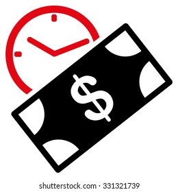 Rent Recurring Payment vector icon. Style is flat bicolor intensive red and black symbol, rounded angles, white background.