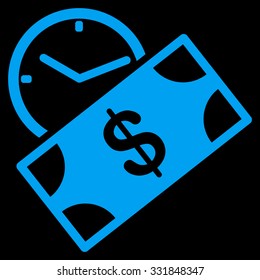 Rent Recurring Payment vector icon. Style is flat blue symbol, rounded angles, black background.