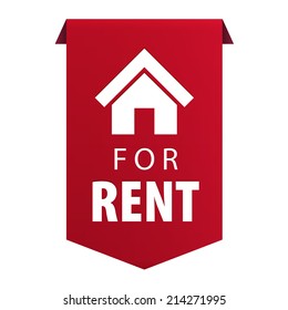For Rent ribbon banner icon Real estate symbol isolated on white background. Vector illustration