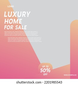 Rent and sale house social media advertising post digital marketing vector. Unique modern geometric square template social media layout poster and promo social media banner design.