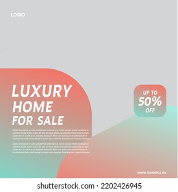 Rent and sale house social media advertising post digital marketing vector. Unique modern geometric square template social media layout poster and promo social media banner design.