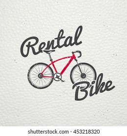 Rent, sale and repair - bicycles, mopeds and scooters. Bicycling Club. Detailed elements. Old retro vintage grunge. Scratched, damaged, dirty effect. Typographic labels, stickers, logos and badges. 