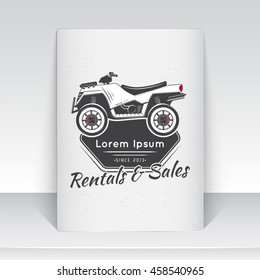 Rent, sale and repair - bicycles, mopeds and scooters. Bicycling Club. Detailed elements. Old retro vintage grunge. Scratched, damaged, dirty effect. Typographic labels, stickers, logos and badges. 