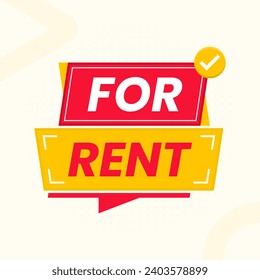 for rent sign banner label clipart