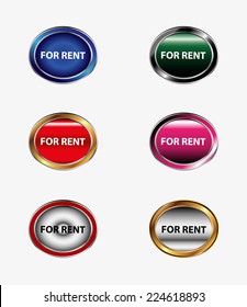 For rent sign button set vector 
