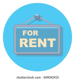 for rent sign circle icon with shadow