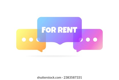For rent sign. Flat, color, message bubbles, for rent sign. Vector icon