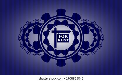Zum Mieten von Schildern Symbol in Blue Farbe Abzeichen. Bars, klassischer Hintergrund. Künstlerische Illustration. 