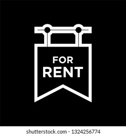 Rent sign - for rent icon - on a black background