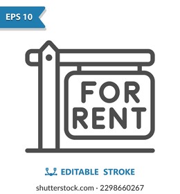 For Rent Sign Icon. Real Estate Sign. Professional, pixel perfect vector icon.