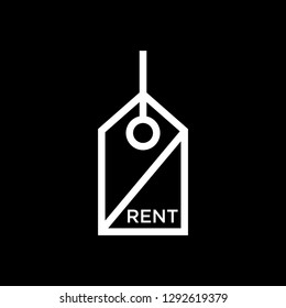 Rent sign icon vector white - Line art Vector
