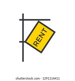 Rent sign linear fill icon vector