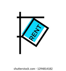 Rent sign linear fill icon vector light blue