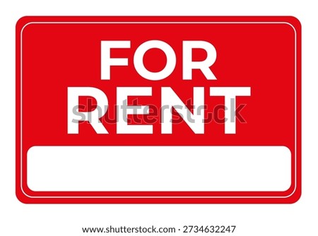 For Rent Sign Red Template Isolated