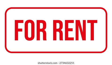 For Rent Sign Simple Red Design