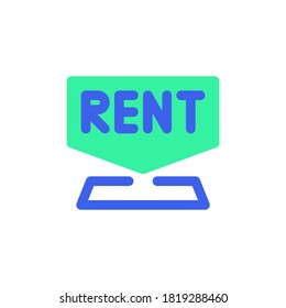 Rent signboard icon vector, filled flat sign, bicolor pictogram, rent arrow green and blue colors. Symbol, logo illustration