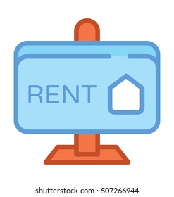 Rent Signboard Vector Icon 