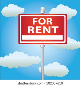 For rent signpost on sky background,Vector
