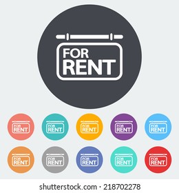 For Rent. Single Flat Icon On The Circle. Vector Illustration.
