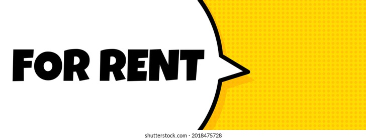 En alquiler. Banner de burbuja de voz con texto de alquiler. Altavoz. Para negocios, marketing y publicidad. Vector de fondo aislado. EPS 10.
